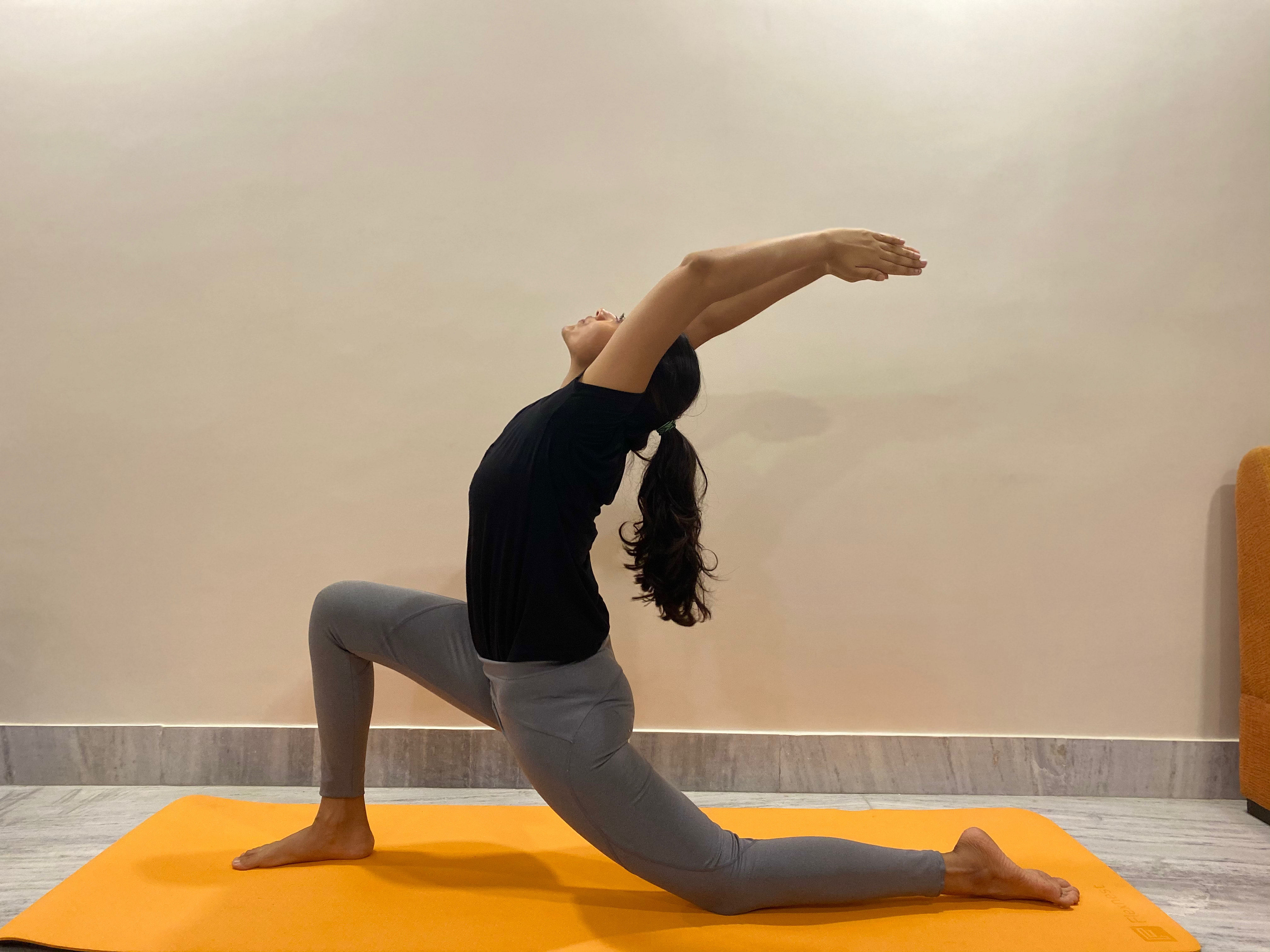 Crescent Lunge (Anjaneyasana) Yoga pose for PMS
