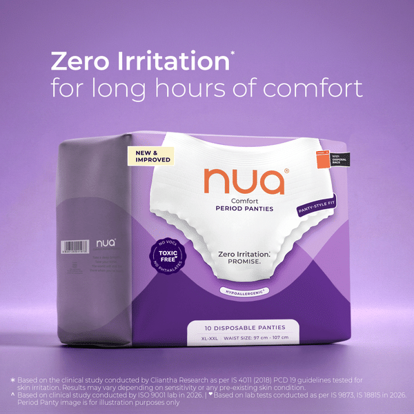 Nua comfort period panties for women with zero irritation promise, disposable menstrual panties XL-XXL size