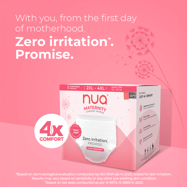 Nua Maternity 360° Comfort Panties XXL-XXXL with zero irritation, 4x comfort, ultra-absorbent, toxic-free and includes disposal bags.