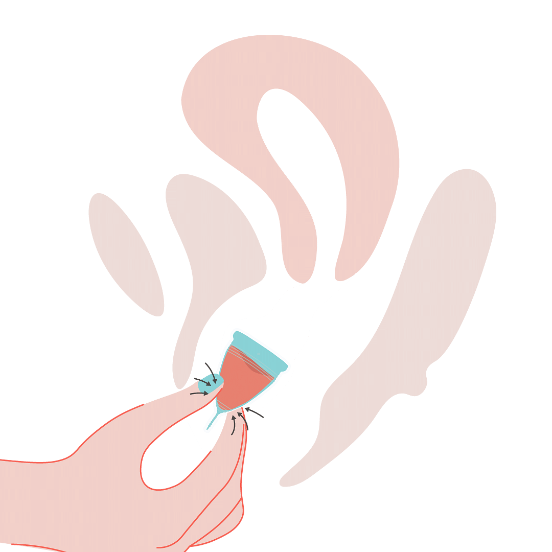 lift leg to remove Nua menstrual cup