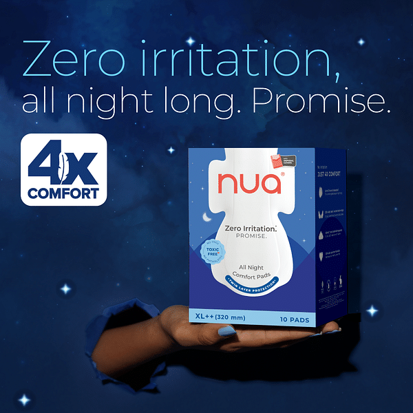 Get the sleep you've always dreamed of with Nua's all night comfort pads. These 100% toxin-free night pads come with disposable covers.