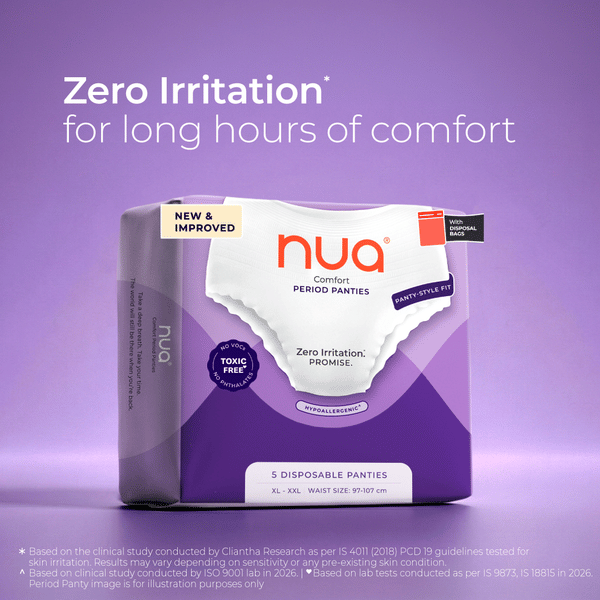 Nua comfort period panties for women with zero irritation promise, disposable menstrual panties XL-XXL size