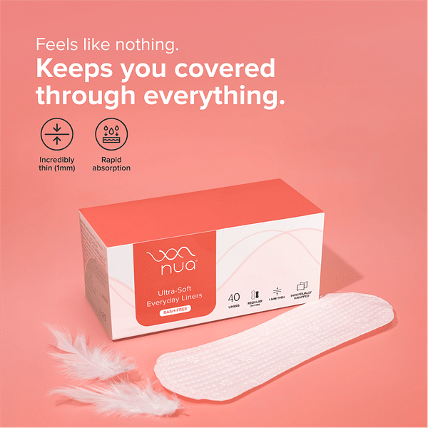 Ultra-soft everyday panty liners with an incredibly thin 1mm design and quick absorption. Feels like nothing, keeps you covered through everything.