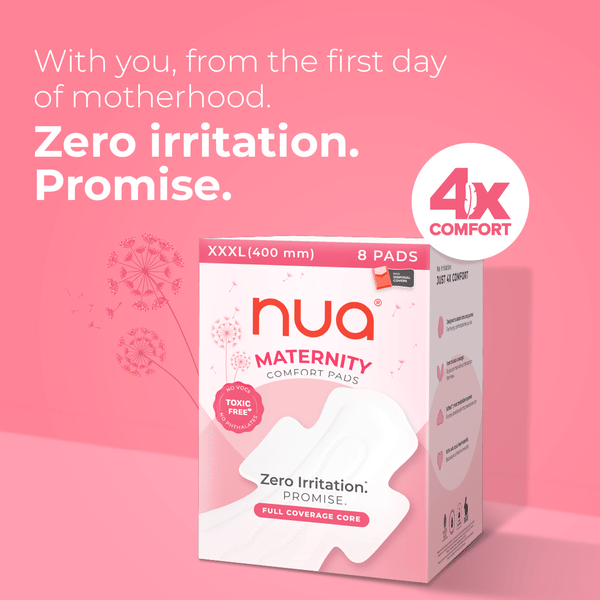 Nua Maternity Pads XXXL 400mm for new mothers, zero irritation, 4x comfort from the first day of motherhood.