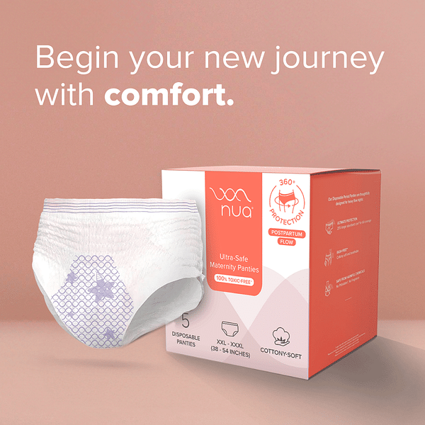 Begin your new journey with Nua Ultra-Safe Maternity Panties. This Disposal Maternity Panties comes in two different sizes XXL and XXXL.