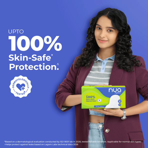 Nua MyWave sanitary pads offering 100% skin-safe protection and rash-free comfort with all-day leak guard