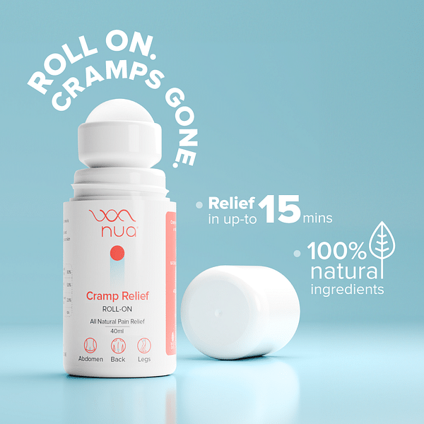 Nua Roll-On Relief for period cramps with a soothing blend of essential oils. Relief in upto 15 minutes. Made with 100% natural Ingredient.