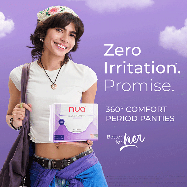 Nua 360° Protection Period Panties for heavy flow, featuring a soft, ultra-absorbent design. These disposable period underwear are toxic-free, and phthalate-free, providing comfort and zero irritation.